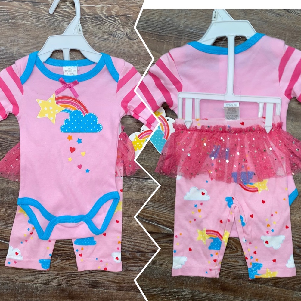 NWT LITTLE BEGINNINGS TWO PC  BABY GIRL SET 0-3 M